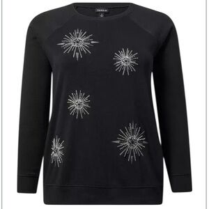 Torrid Cozy Fleece Crew Neck Raglan Sweatshirt sparkle beading NWT size 2X